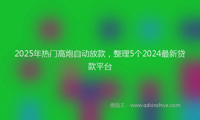 2025年热门高炮自动放款，整理5个2024最新贷款平台
