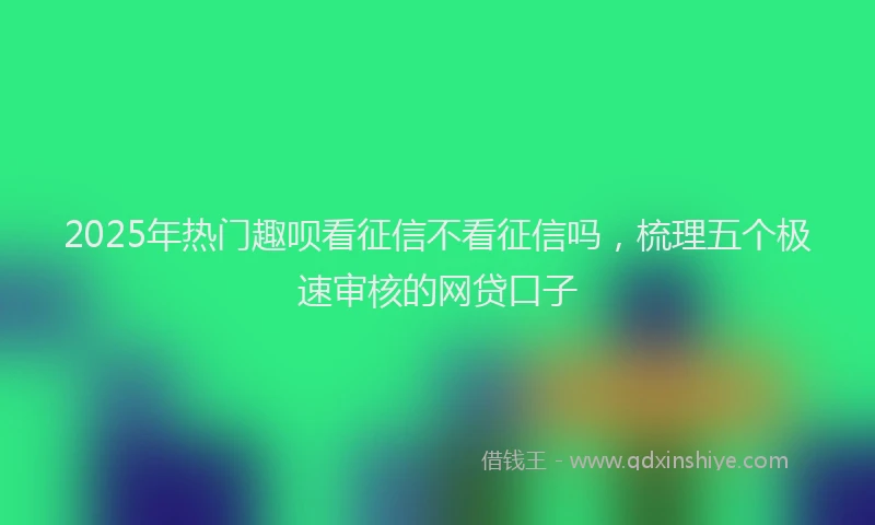 2025年热门趣呗看征信不看征信吗，梳理五个极速审核的网贷口子