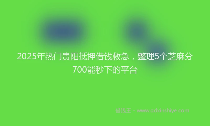 2025年热门贵阳抵押借钱救急，整理5个芝麻分700能秒下的平台