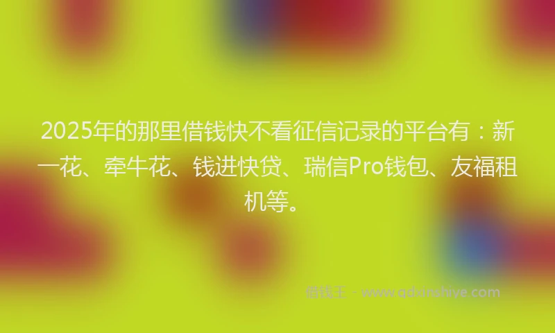 2025年的那里借钱快不看征信记录的平台有：新一花、牵牛花、钱进快贷、瑞信Pro钱包、友福租机等。