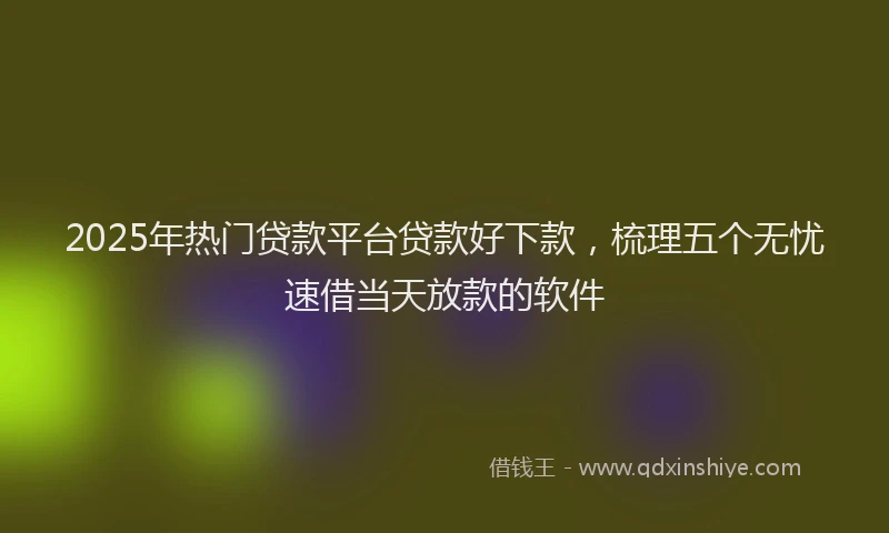 2025年热门贷款平台贷款好下款，梳理五个无忧速借当天放款的软件