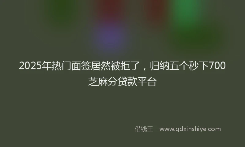 2025年热门面签居然被拒了，归纳五个秒下700芝麻分贷款平台