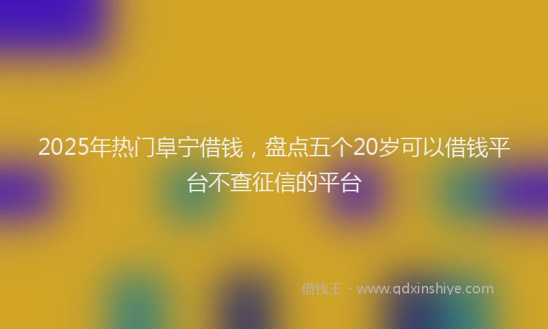2025年热门阜宁借钱，盘点五个20岁可以借钱平台不查征信的平台