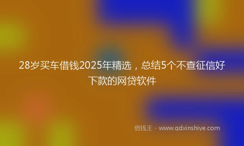 28岁买车借钱2025年精选，总结5个不查征信好下款的网贷软件