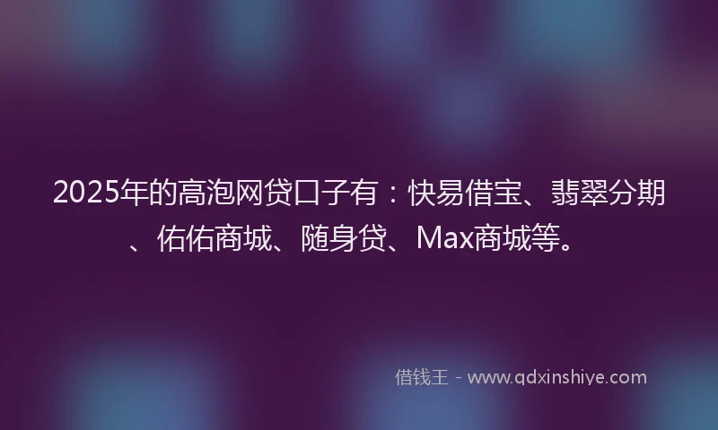 2025年的高泡网贷口子有：快易借宝、翡翠分期、佑佑商城、随身贷、Max商城等。
