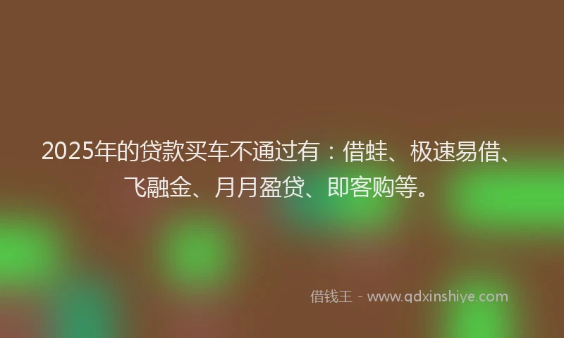 2025年的贷款买车不通过有：借蛙、极速易借、飞融金、月月盈贷、即客购等。