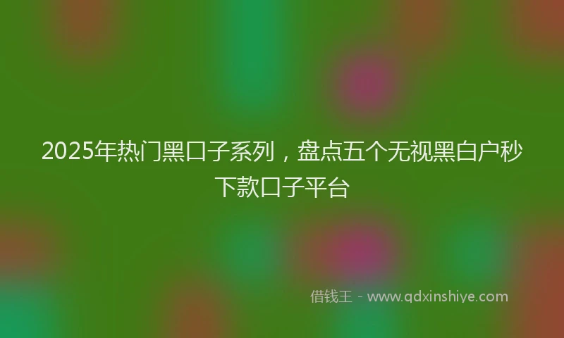 2025年热门黑口子系列，盘点五个无视黑白户秒下款口子平台