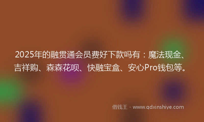 2025年的融贯通会员费好下款吗有：魔法现金、吉祥购、森森花呗、快融宝盒、安心Pro钱包等。