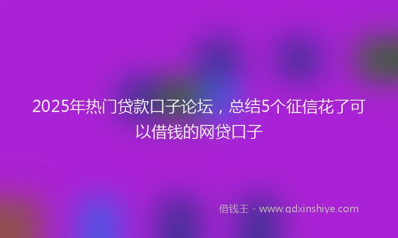 2025年热门贷款口子论坛，总结5个征信花了可以借钱的网贷口子