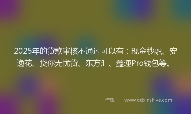 2025年的贷款审核不通过可以有：现金秒融、安逸花、贷你无忧贷、东方汇、鑫速Pro钱包等。