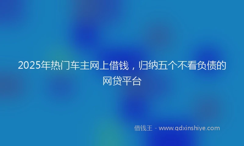 2025年热门车主网上借钱，归纳五个不看负债的网贷平台