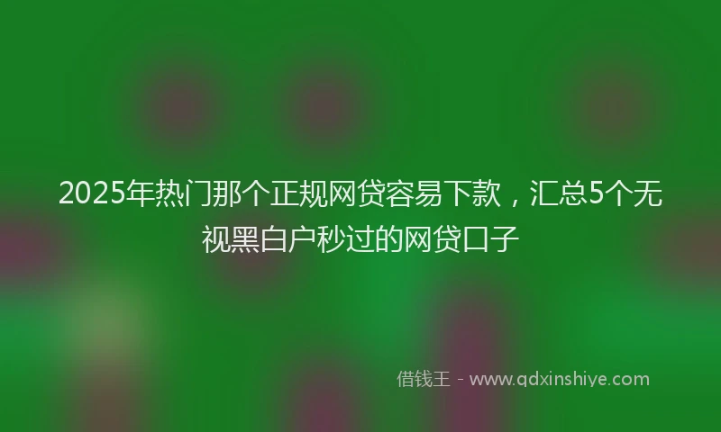 2025年热门那个正规网贷容易下款，汇总5个无视黑白户秒过的网贷口子