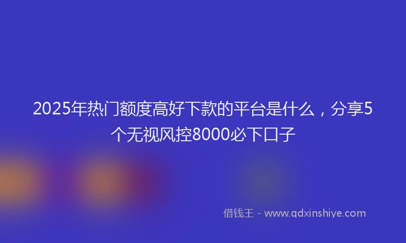 2025年热门额度高好下款的平台是什么，分享5个无视风控8000必下口子