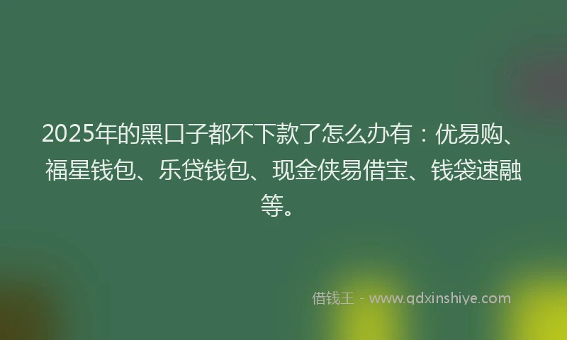 2025年的黑口子都不下款了怎么办有：优易购、福星钱包、乐贷钱包、现金侠易借宝、钱袋速融等。