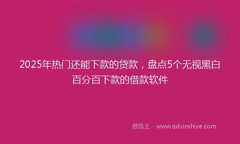 2025年热门还能下款的贷款，盘点5个无视黑白百分百下款的借款软件