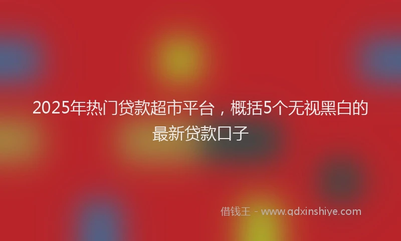 2025年热门贷款超市平台，概括5个无视黑白的最新贷款口子