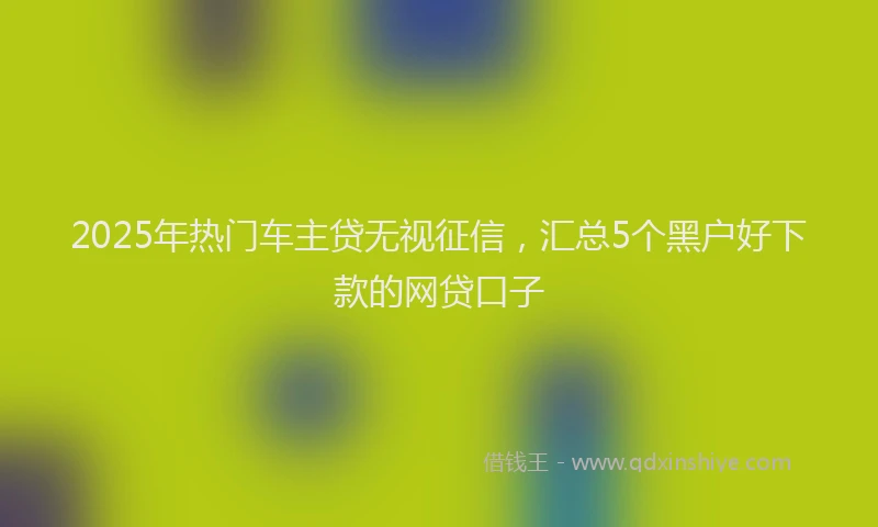 2025年热门车主贷无视征信，汇总5个黑户好下款的网贷口子