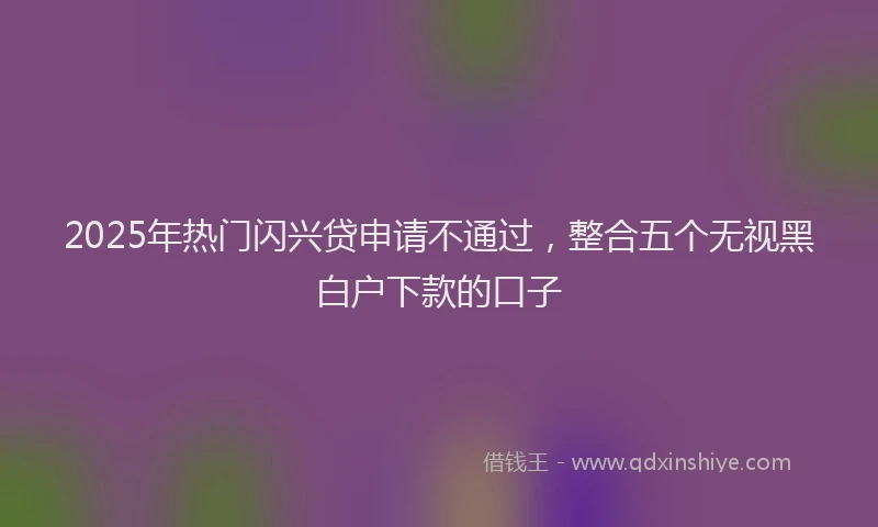 2025年热门闪兴贷申请不通过，整合五个无视黑白户下款的口子