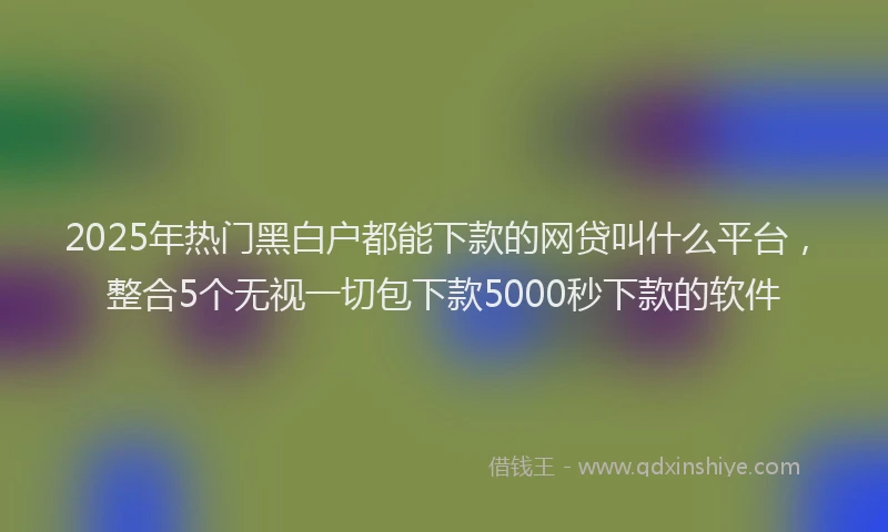 2025年热门黑白户都能下款的网贷叫什么平台，整合5个无视一切包下款5000秒下款的软件