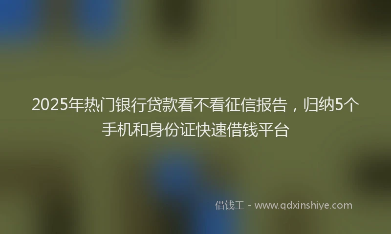 2025年热门银行贷款看不看征信报告，归纳5个手机和身份证快速借钱平台