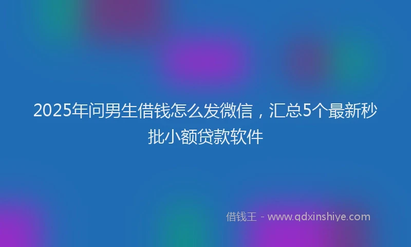2025年问男生借钱怎么发微信，汇总5个最新秒批小额贷款软件