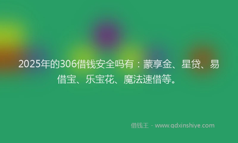 2025年的306借钱安全吗有：蒙享金、星贷、易借宝、乐宝花、魔法速借等。