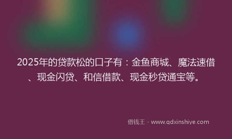 2025年的贷款松的口子有：金鱼商城、魔法速借、现金闪贷、和信借款、现金秒贷通宝等。
