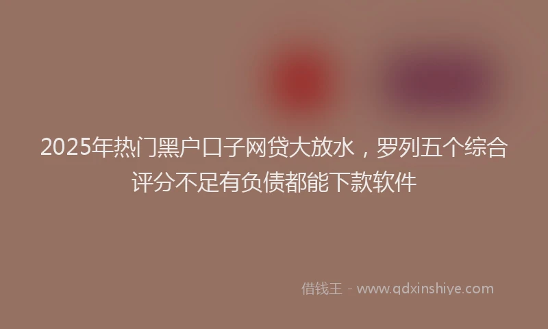 2025年热门黑户口子网贷大放水，罗列五个综合评分不足有负债都能下款软件