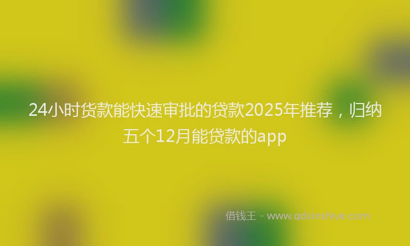 24小时货款能快速审批的贷款2025年推荐，归纳五个12月能贷款的app