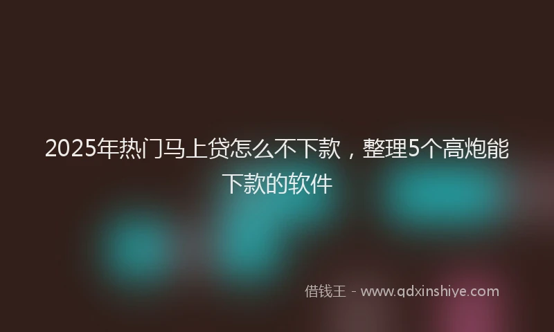 2025年热门马上贷怎么不下款，整理5个高炮能下款的软件