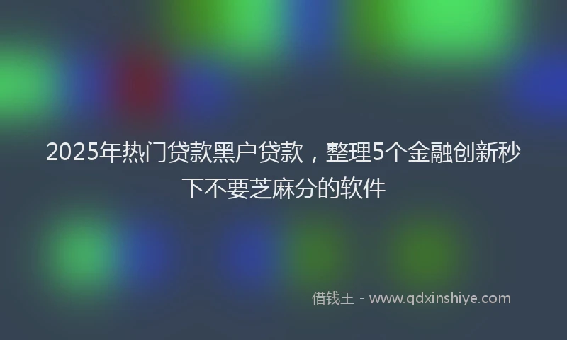 2025年热门贷款黑户贷款，整理5个金融创新秒下不要芝麻分的软件