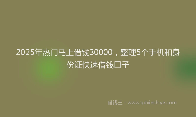 2025年热门马上借钱30000，整理5个手机和身份证快速借钱口子
