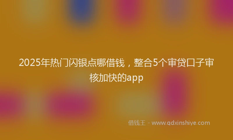 2025年热门闪银点哪借钱，整合5个审贷口子审核加快的app