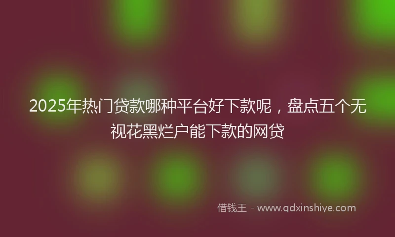 2025年热门贷款哪种平台好下款呢，盘点五个无视花黑烂户能下款的网贷