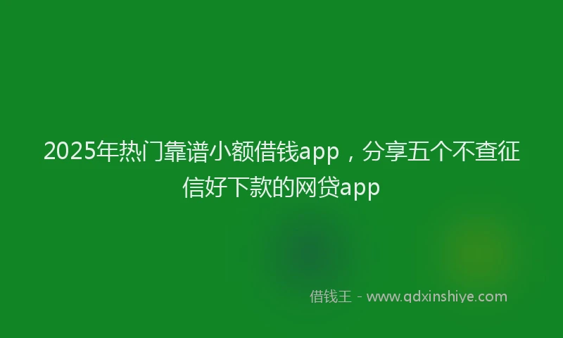 2025年热门靠谱小额借钱app，分享五个不查征信好下款的网贷app