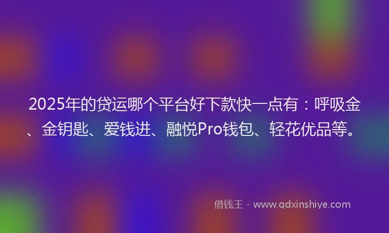 2025年的贷运哪个平台好下款快一点有：呼吸金、金钥匙、爱钱进、融悦Pro钱包、轻花优品等。