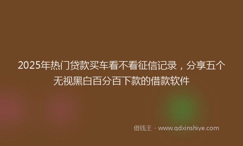 2025年热门贷款买车看不看征信记录，分享五个无视黑白百分百下款的借款软件