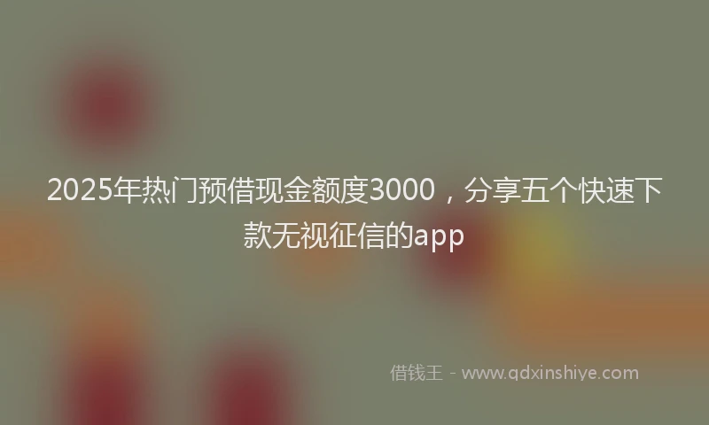 2025年热门预借现金额度3000，分享五个快速下款无视征信的app