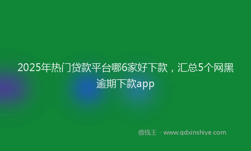 2025年热门贷款平台哪6家好下款，汇总5个网黑逾期下款app