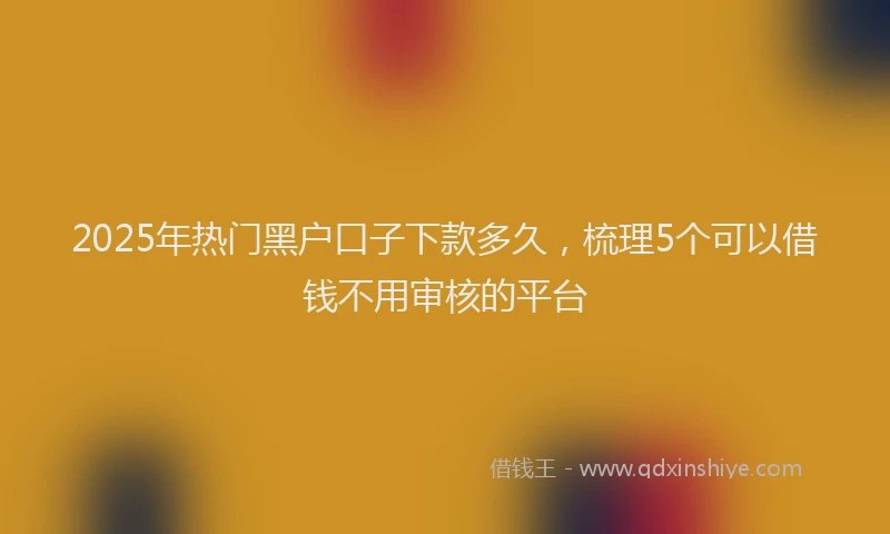 2025年热门黑户口子下款多久，梳理5个可以借钱不用审核的平台