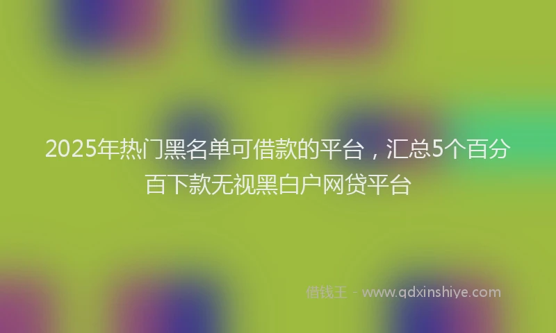 2025年热门黑名单可借款的平台，汇总5个百分百下款无视黑白户网贷平台