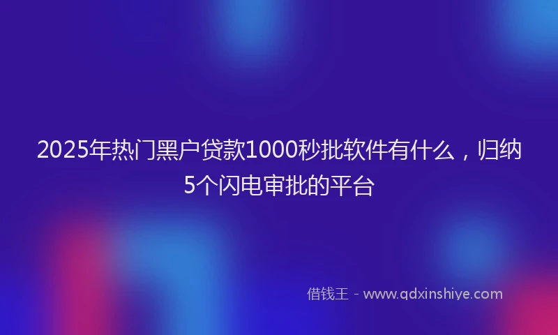 2025年热门黑户贷款1000秒批软件有什么，归纳5个闪电审批的平台