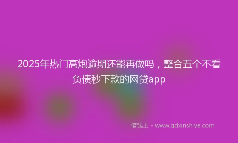 2025年热门高炮逾期还能再做吗，整合五个不看负债秒下款的网贷app