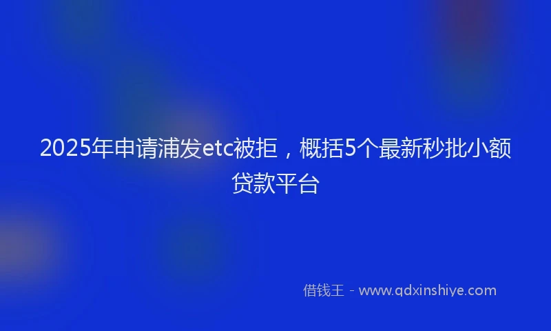 2025年申请浦发etc被拒，概括5个最新秒批小额贷款平台