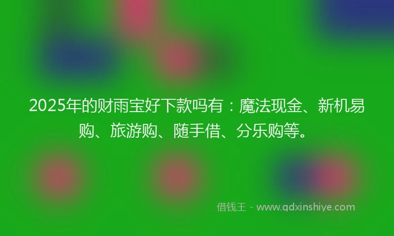 2025年的财雨宝好下款吗有：魔法现金、新机易购、旅游购、随手借、分乐购等。