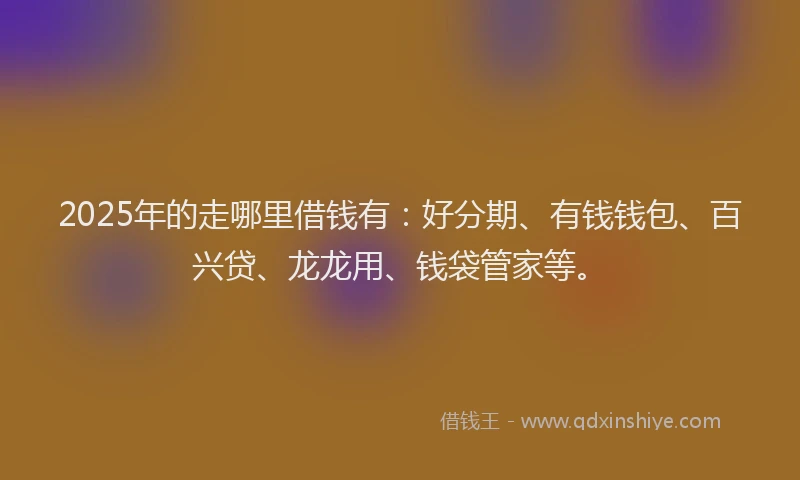 2025年的走哪里借钱有：好分期、有钱钱包、百兴贷、龙龙用、钱袋管家等。