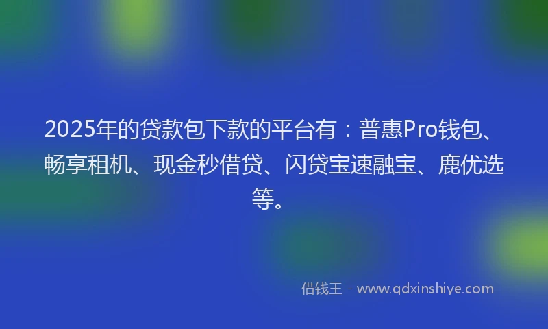 2025年的贷款包下款的平台有：普惠Pro钱包、畅享租机、现金秒借贷、闪贷宝速融宝、鹿优选等。