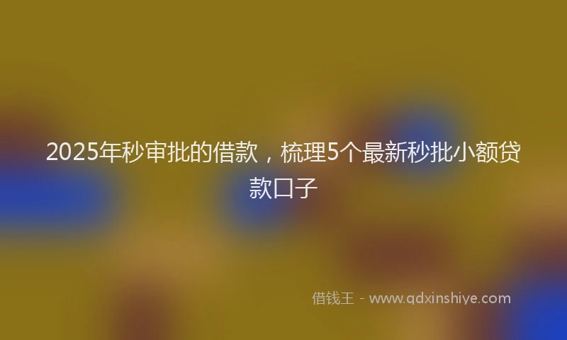 2025年秒审批的借款，梳理5个最新秒批小额贷款口子