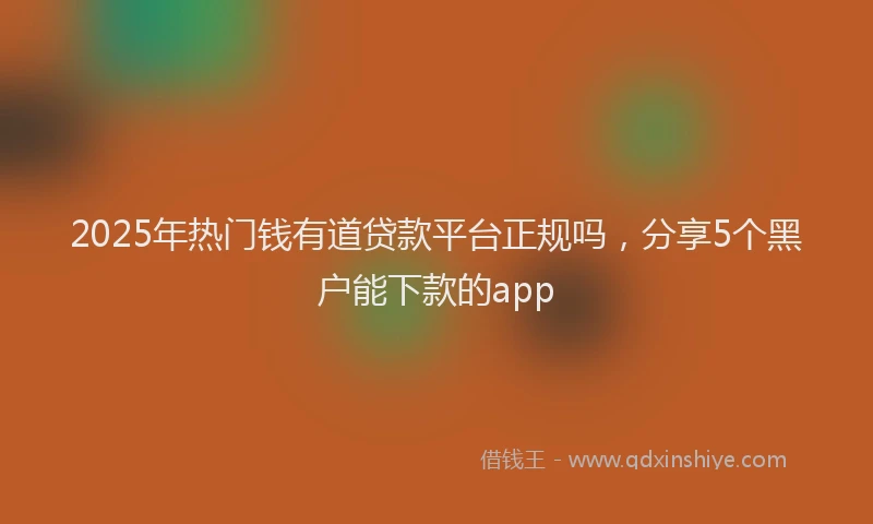 2025年热门钱有道贷款平台正规吗，分享5个黑户能下款的app