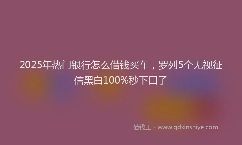 2025年热门银行怎么借钱买车，罗列5个无视征信黑白100%秒下口子